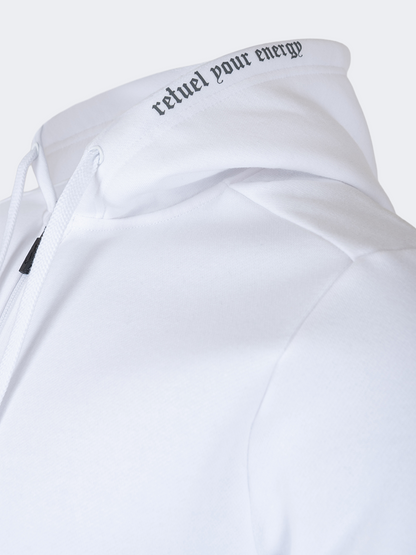 Oil And Gaz Brushed Unisex Lifestyle Printed Full Zip Hooded White