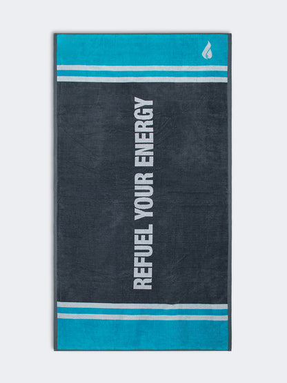 Oil And Gaz Cotton Unisex Beach Towel Grey/Blue