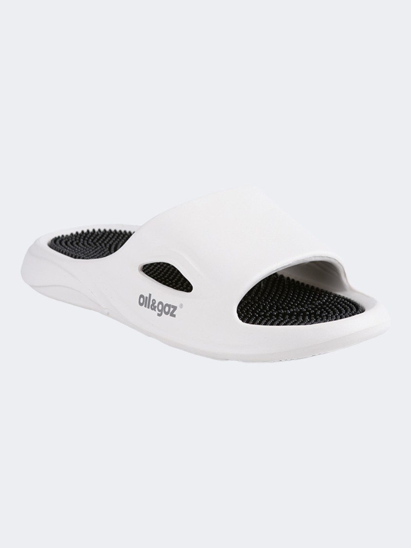 Oil&amp;Gaz Relaxed Unisex Beach Slide White/Black