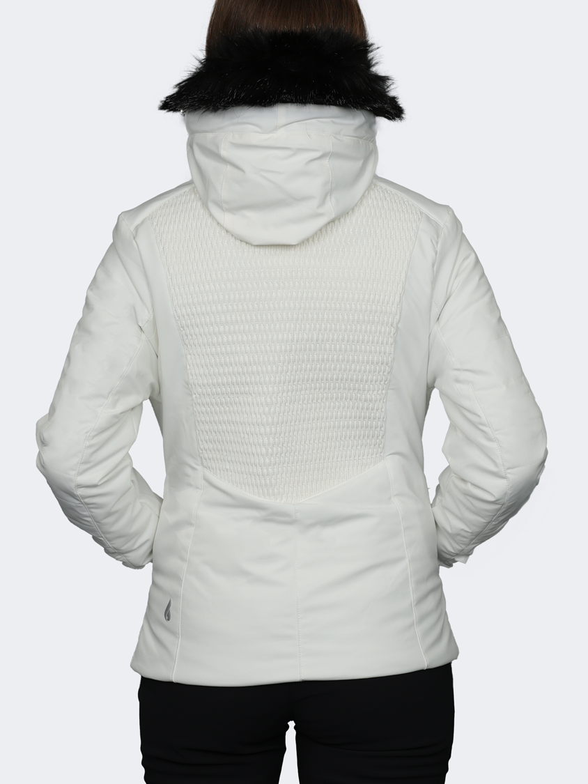 Oil And Gaz Mid Cut With Hood Women Skiing Jacket White