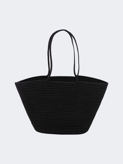 Oil And Gaz Functional Women Ribbed  Beach Bag Black