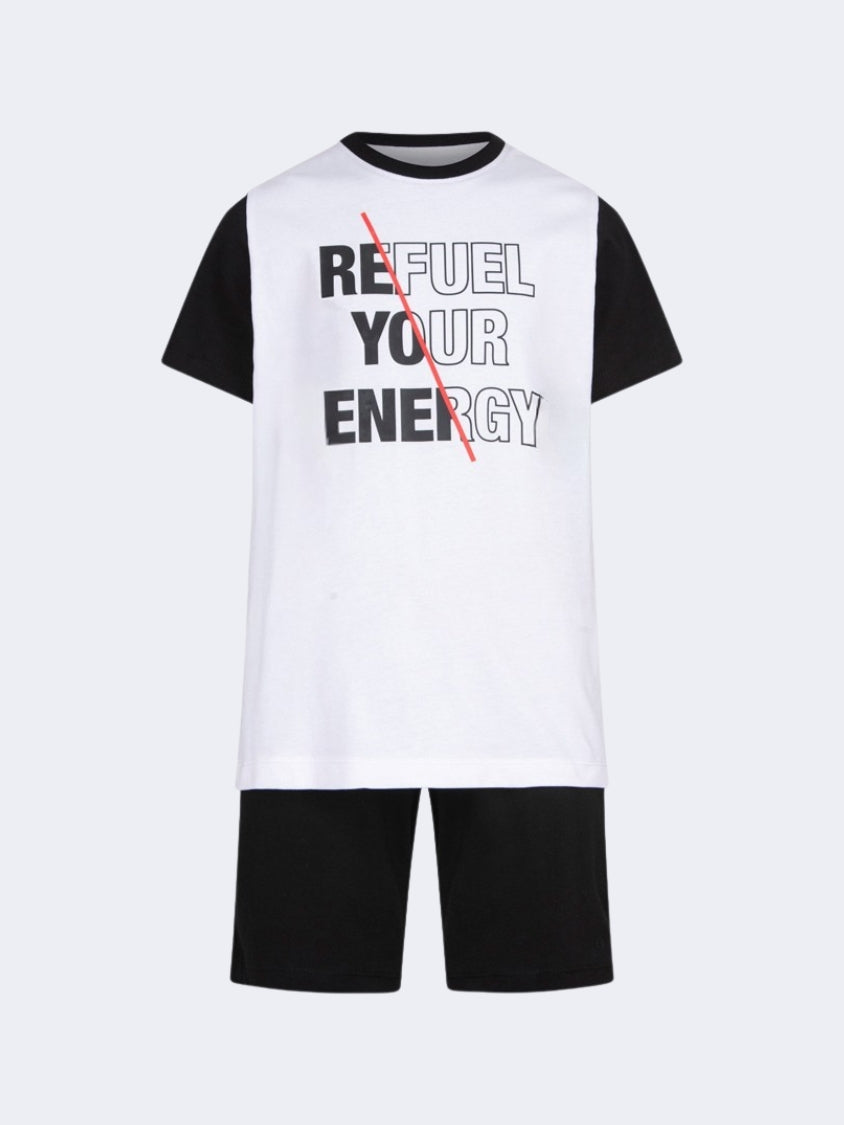 Oil And Gaz Comfortable Kids-Boys Lifestyle Co Ord Set White/Black