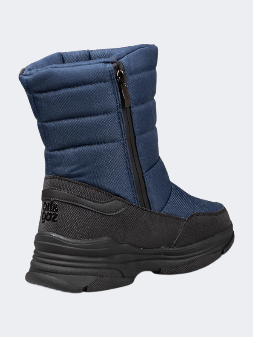 Oil &amp; Gaz After Ski Kids Skiing Boots Front Zip Navy