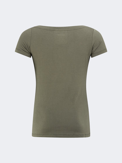 Oil And Gaz Round Neck Women Lifestyle T-Shirt Olive