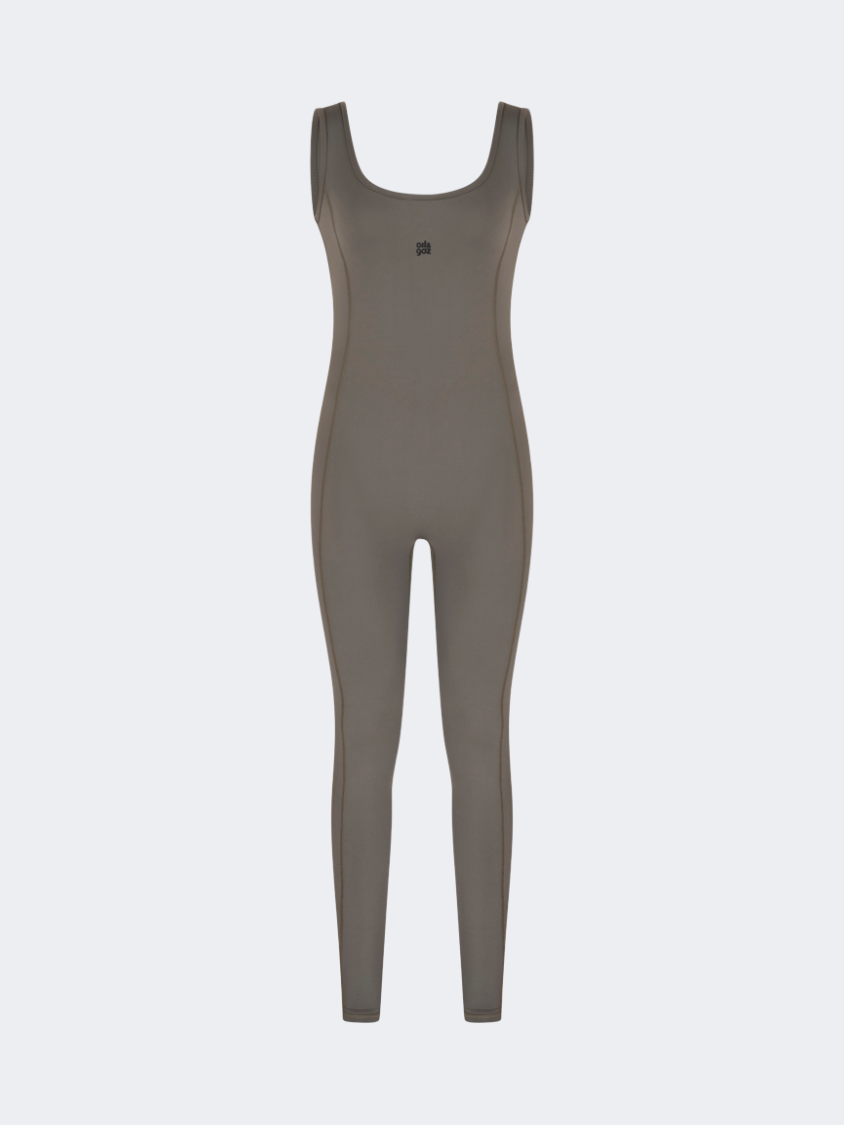 Oil And Gaz Sleeveless Long Women Lifestyle Jumpsuit Khaki