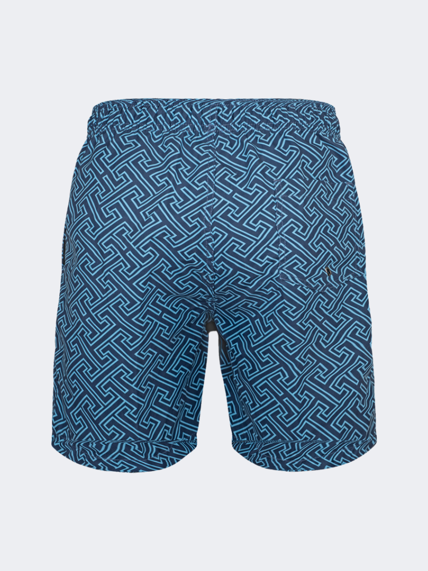 Oil &amp; Gaz Comfortable Men Beach Heritage Print Swim Short Navy