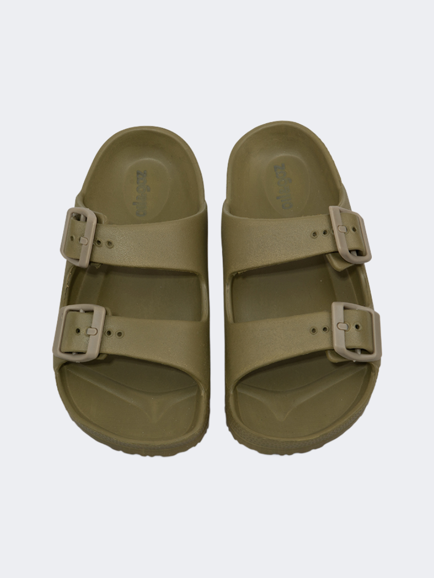 Oil And Gaz Chic Beach Kids Stripe Slide Khaki