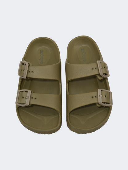 Oil And Gaz Chic Beach Kids Stripe Slide Khaki