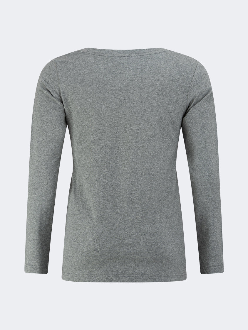 Oil And Gaz Round Neck Women Lifestyle Long Sleeve Heather Grey