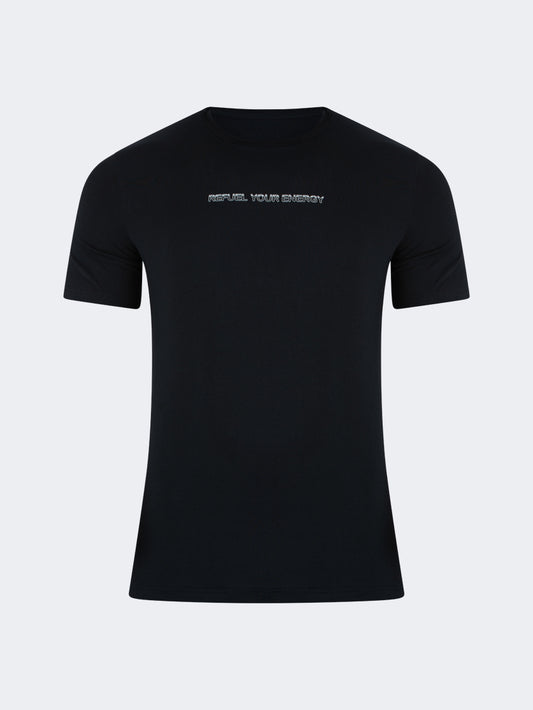 Oil & Gaz Comfortable Men Sportwear T-Shirt R-Neck Black