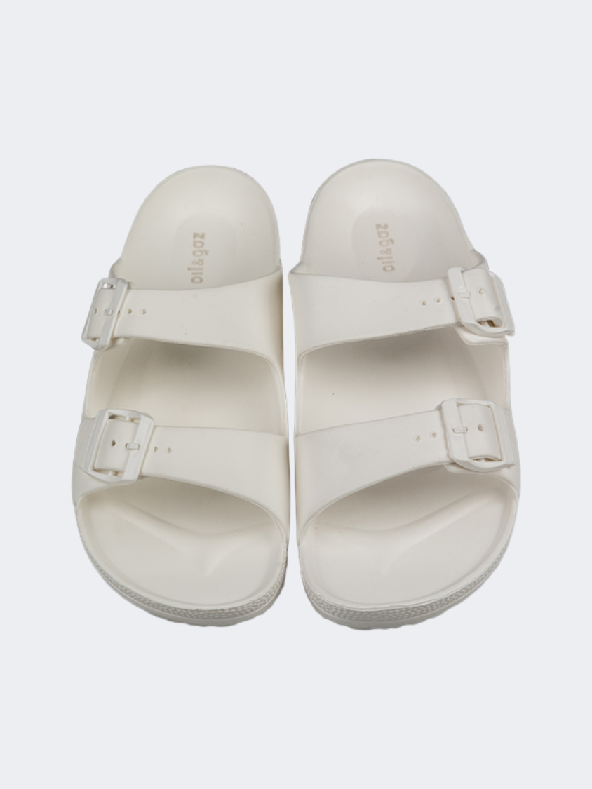 Oil And Gaz Chic Beach Men Stripe Slide White