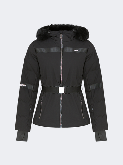 Oil&amp;Gaz Breathable Women Ski Jacket Black+White+Gun