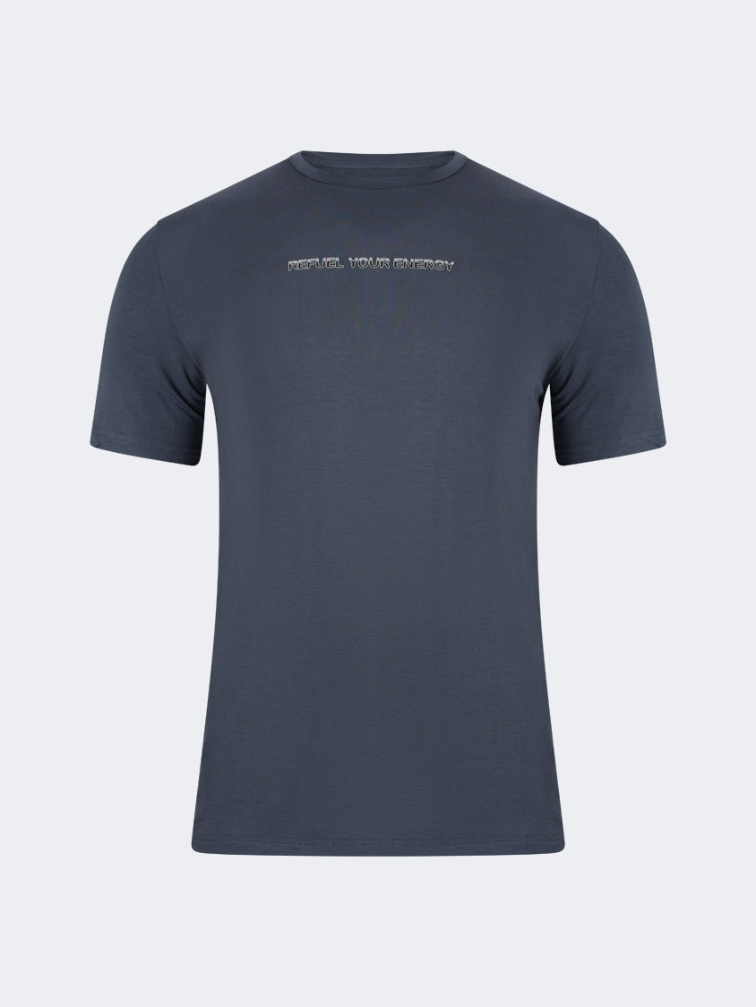 Oil And Gaz Comfortable Men Sportwear T-Shirt R-Neck Grey