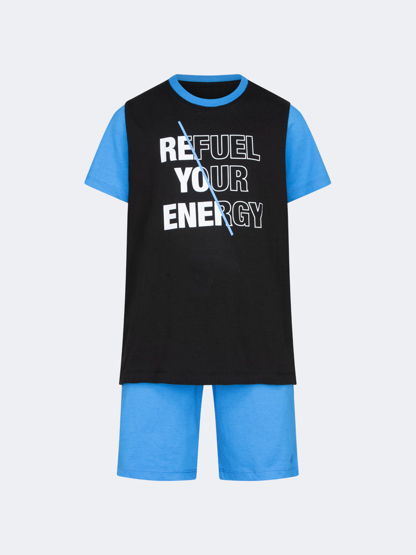 Oil And Gaz Comfortable Kids-Boys Lifestyle Co Ord Set Black/Blue