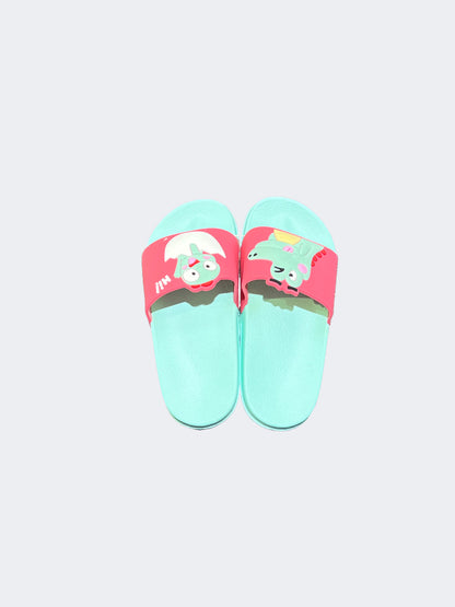 Oil And Gaz Ds Croco Kids Beach Slippers Green/Pink