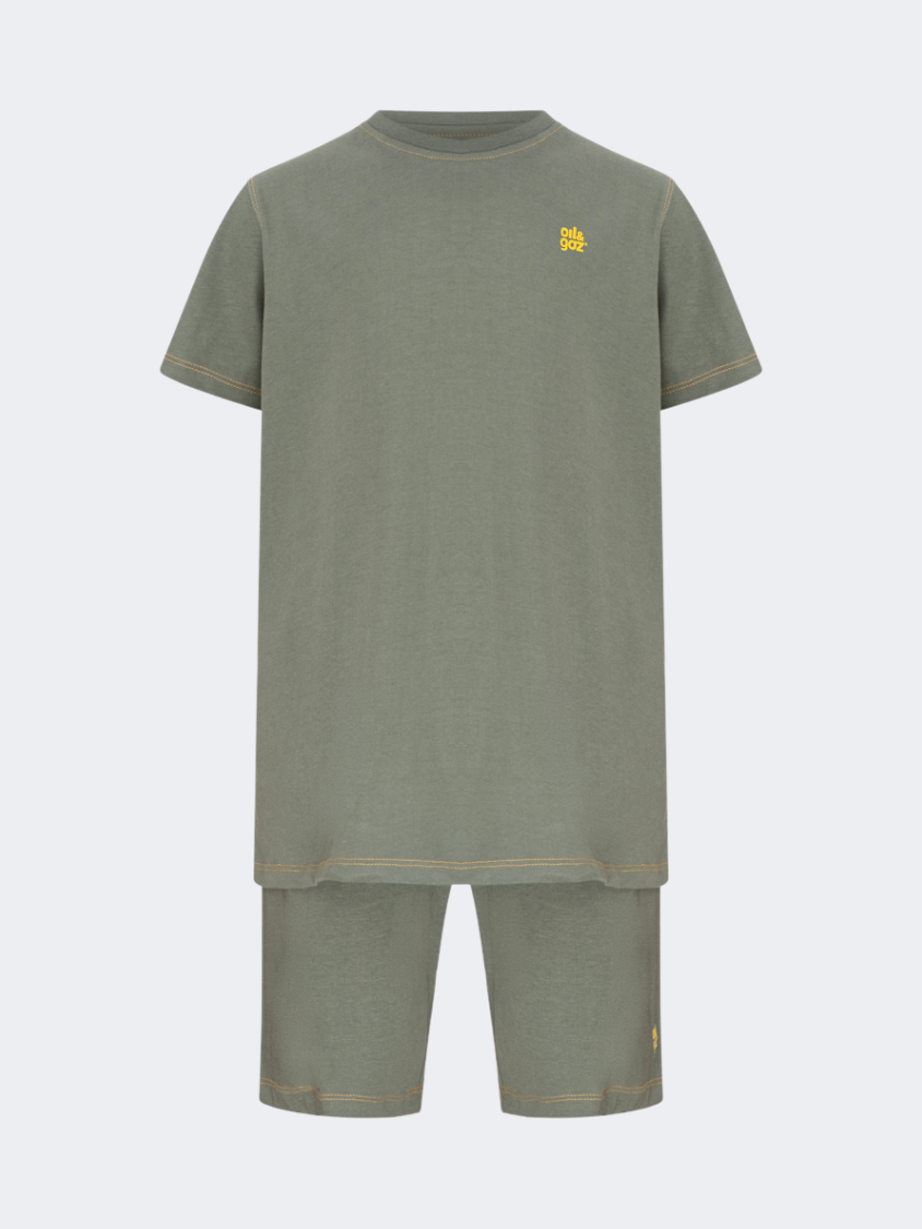 Oil&amp;Gaz Trendy Kids-Boys Lifestyle Set Short+T-Shirt Olive