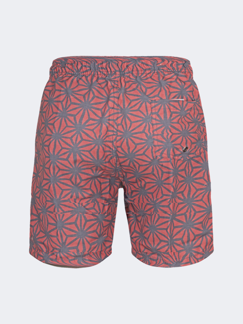 Oil &amp; Gaz Comfortable Men Beach Anchor Print Swim Short Coral