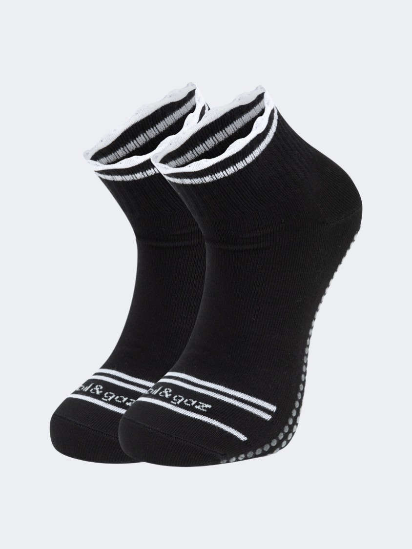 Oil&amp;Gaz Flexible  Women Pilates Socks  Black/White