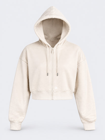 Oil &amp; Gaz Casual Women Lifestyle Full Zip Pullover Hoodie Greige