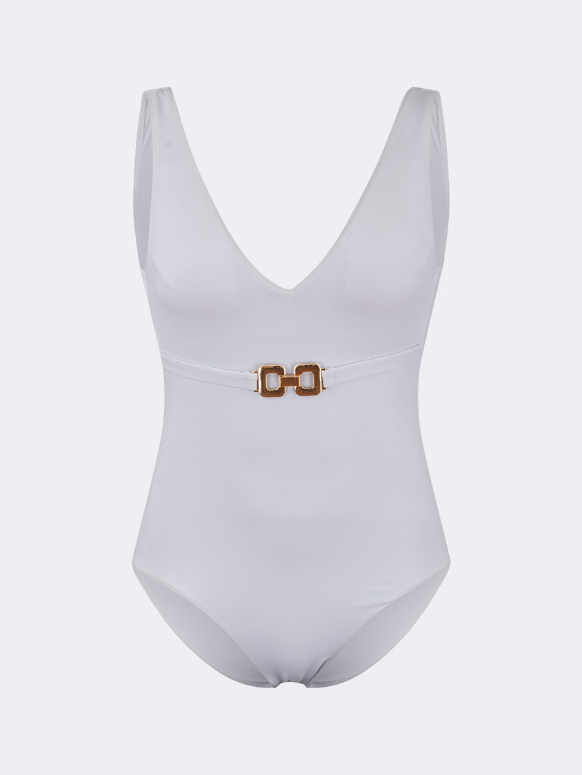 Oil And Gaz Modern Women Beach Monokini White/Gold