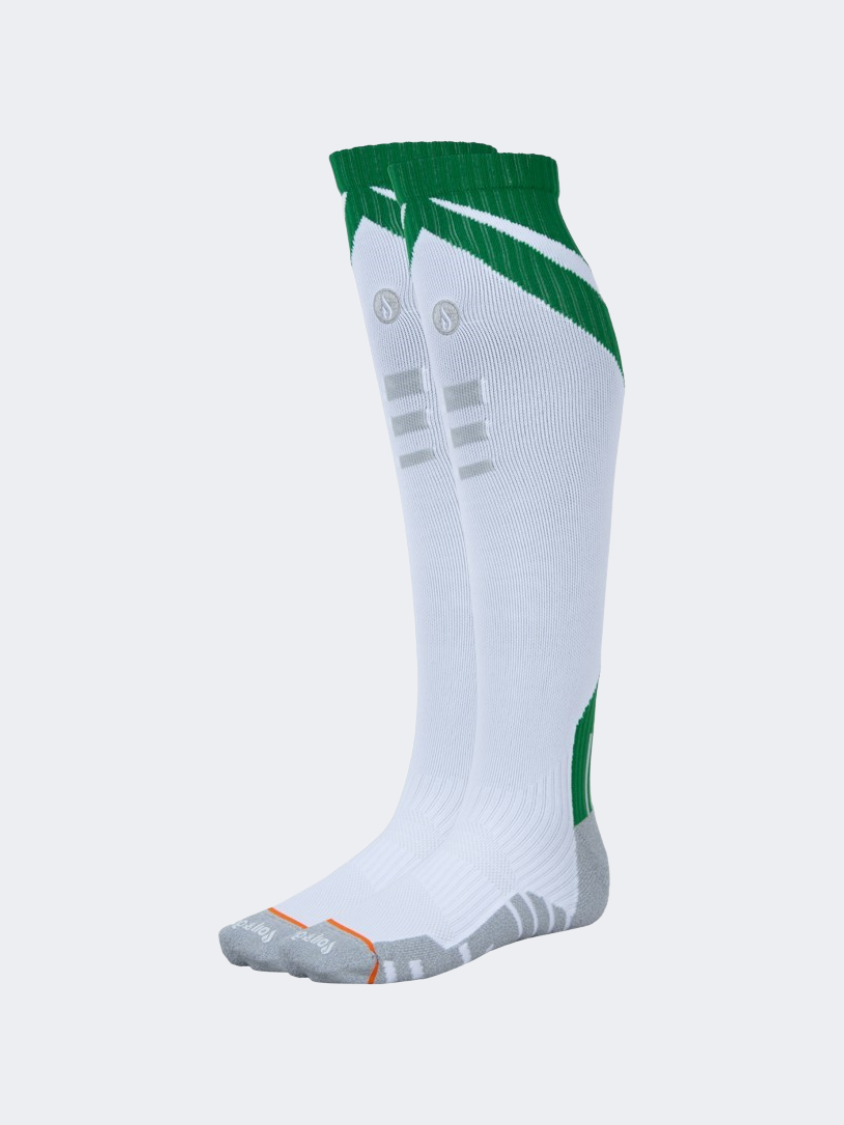 Oil And Gaz Warm Unisex Football Over The Calf Socks White/Neon Green