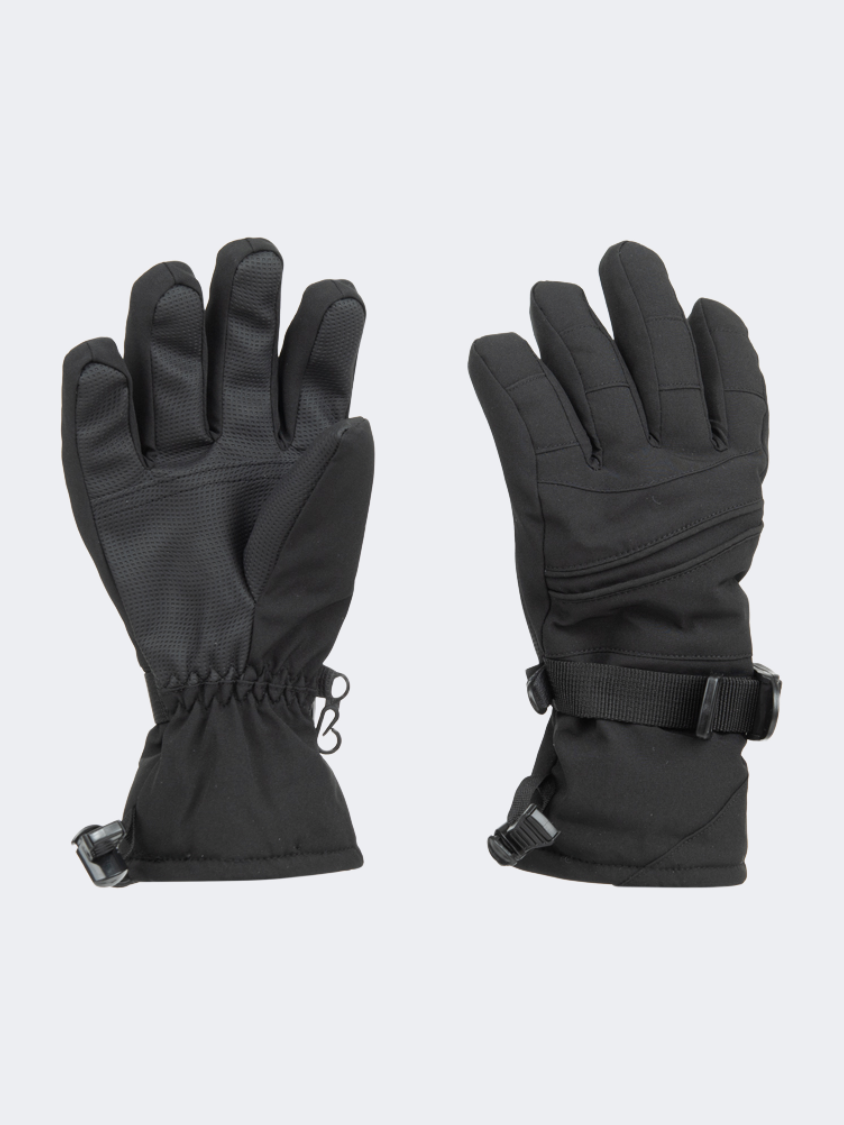 Oil And Gaz Softshell Kids Skiing Ski Gloves Black