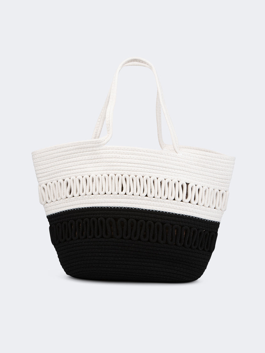 Oil And Gaz Stylish Women Beach Bag Black/White