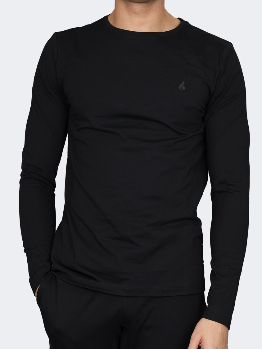 Oil And Gaz Round Neck Men Lifestyle Long Sleeve Black