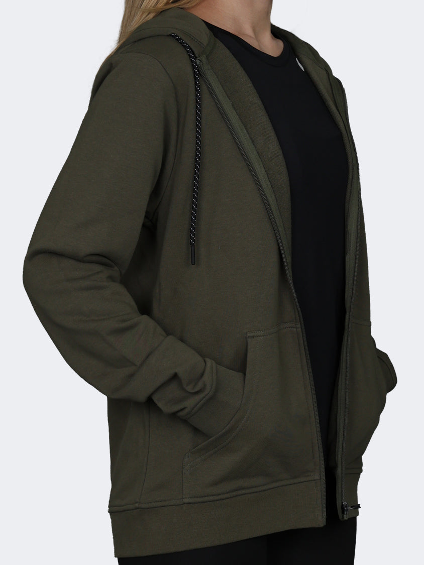 Oil And Gaz Full Zip Plain Men Lifestyle Hoody Olive