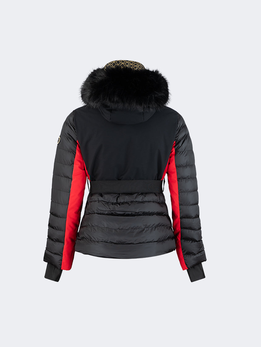 Oil And Gaz Comfortable Women Skiing Jacket Black/Red/Gold