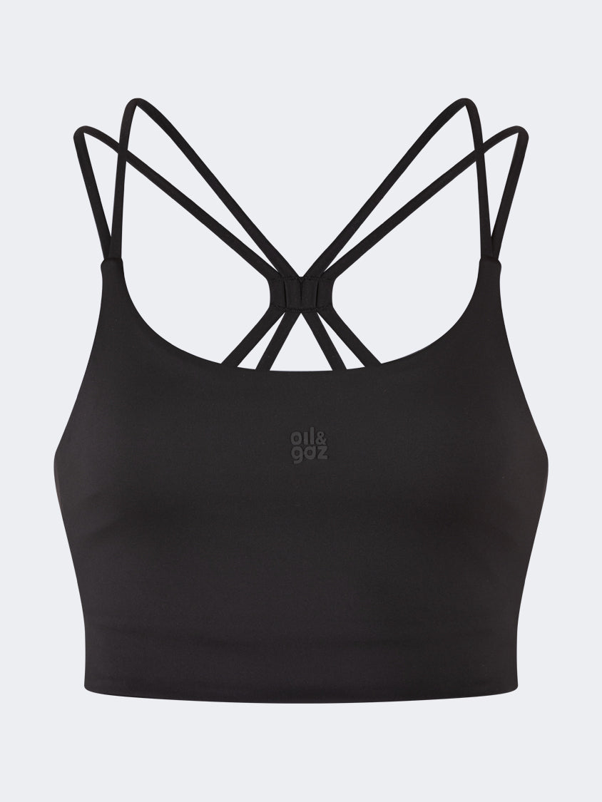 Oil And Gaz Supportive Women Lifestyle  Longline Bra With Bach Black