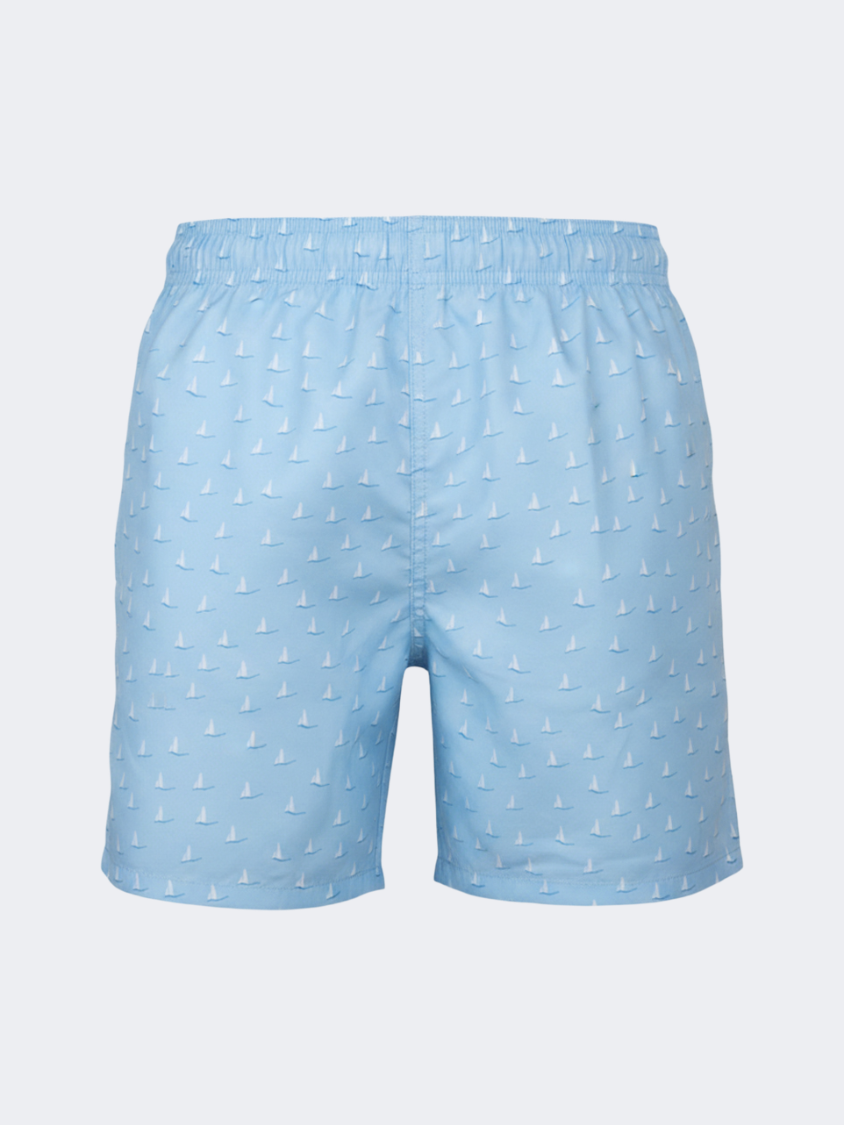 Oil &amp; Gaz Comfortable Men Beach Boats Print Swim Short L.Blue