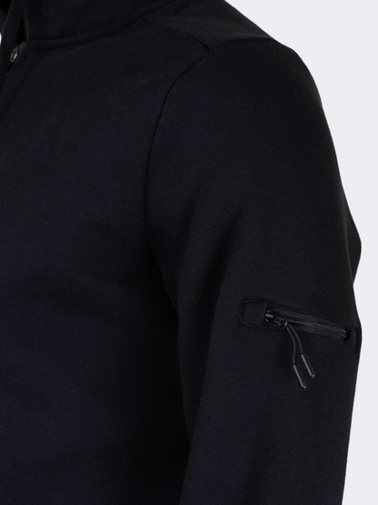 Oil And Gaz Brushed Unisex Lifestyle Printed Full Zip Hooded Black