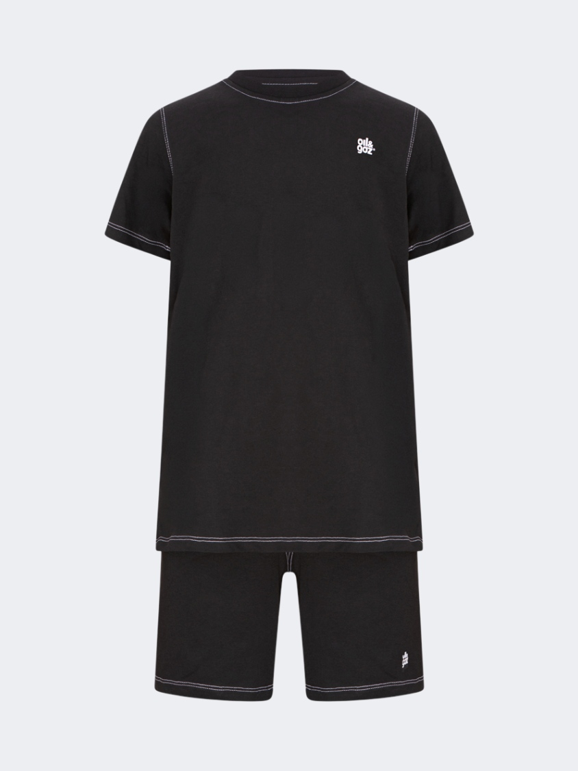 Oil&amp;Gaz Trendy Women Lifestyle Set Short+T-Shirt Black