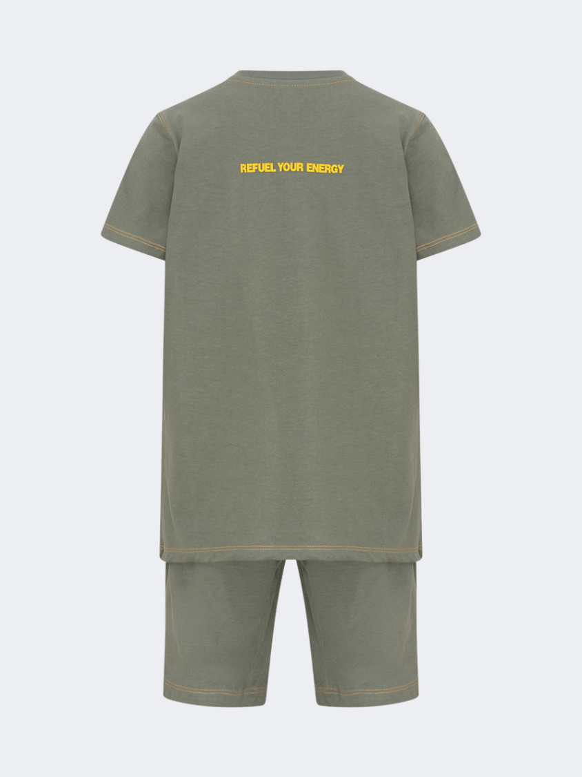 Oil&amp;Gaz Trendy Kids-Boys Lifestyle Set Short+T-Shirt Olive