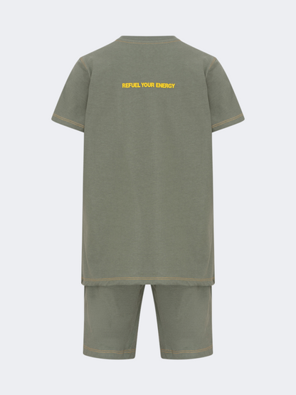 Oil&amp;Gaz Trendy Kids-Boys Lifestyle Set Short+T-Shirt Olive