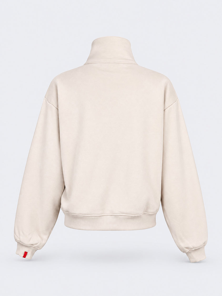 Oil &amp; Gaz Cozy Women Lifestyle  1/2 Zip Pullover Greige