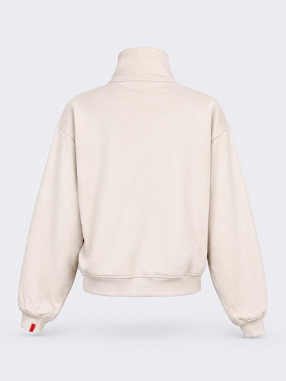 Oil &amp; Gaz Cozy Women Lifestyle  1/2 Zip Pullover Greige