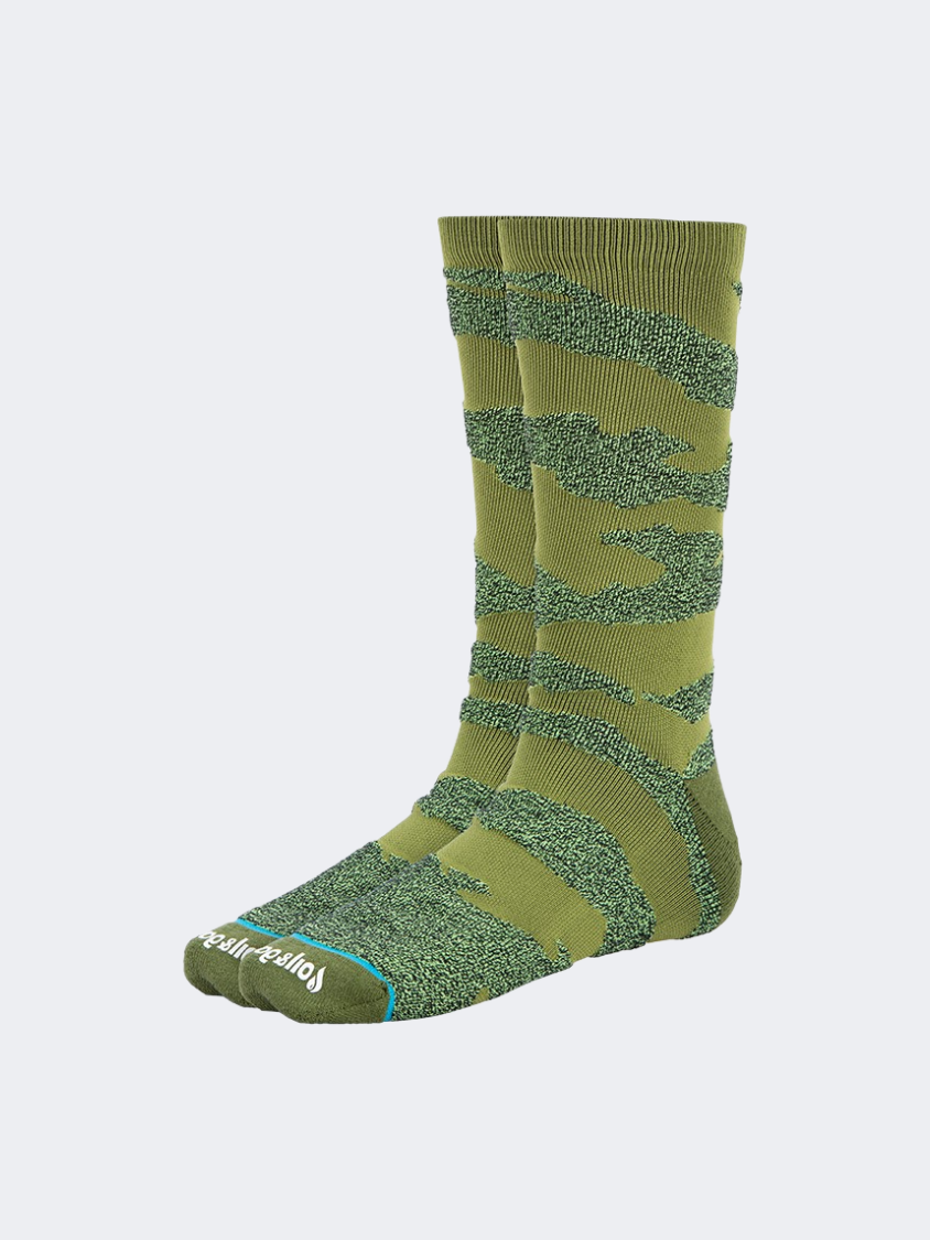 Oil And Gaz Comfortable Unisex Hiking Crew Socks Olive