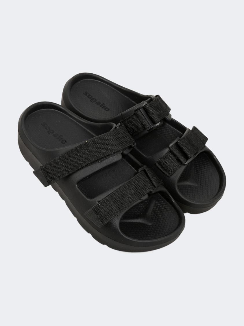 Oil And Gaz Chic Beach Kids Stripe Slide Black