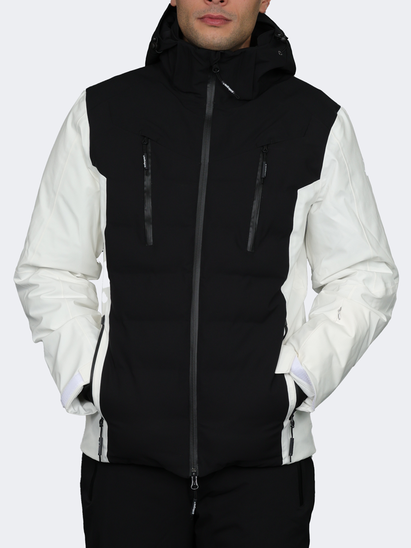 Oil And Gaz Mid Cut With Hood Men Skiing Jacket Black/White