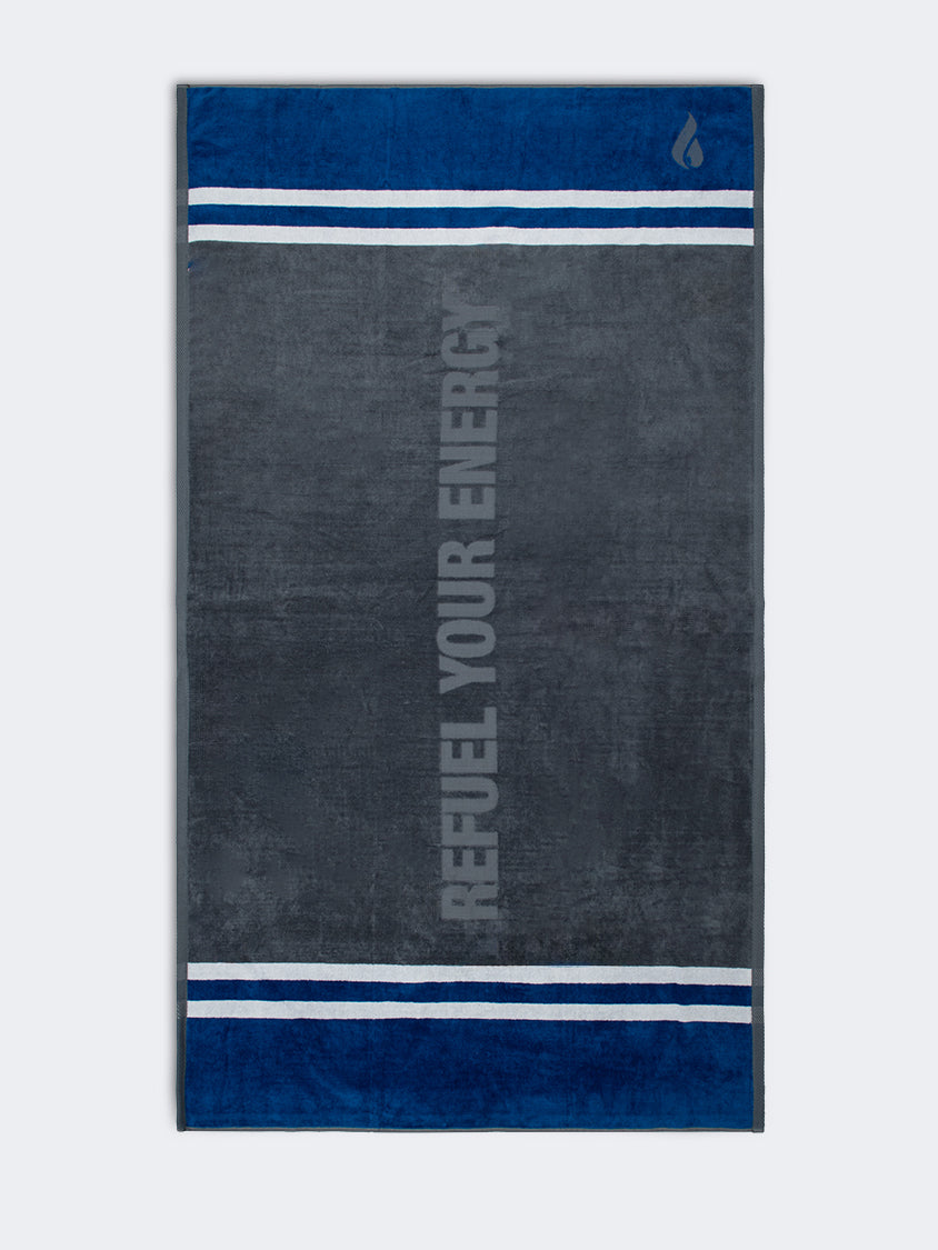 Oil And Gaz Cotton Unisex Beach Towel Grey/Navy/White