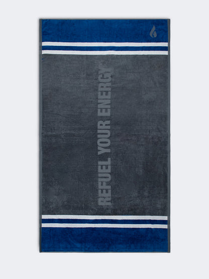 Oil And Gaz Cotton Unisex Beach Towel Grey/Navy/White