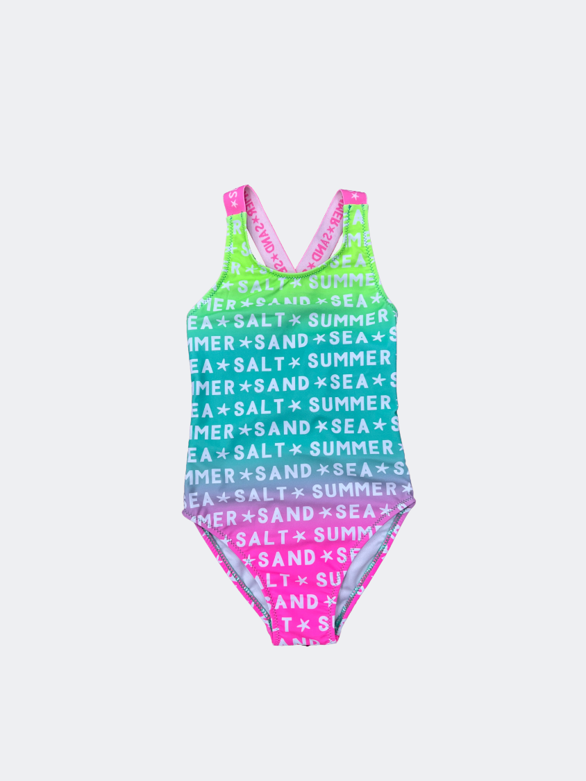 Oil And Gaz Charming And Stylish Kids Girls Beach Monokini Multicolor