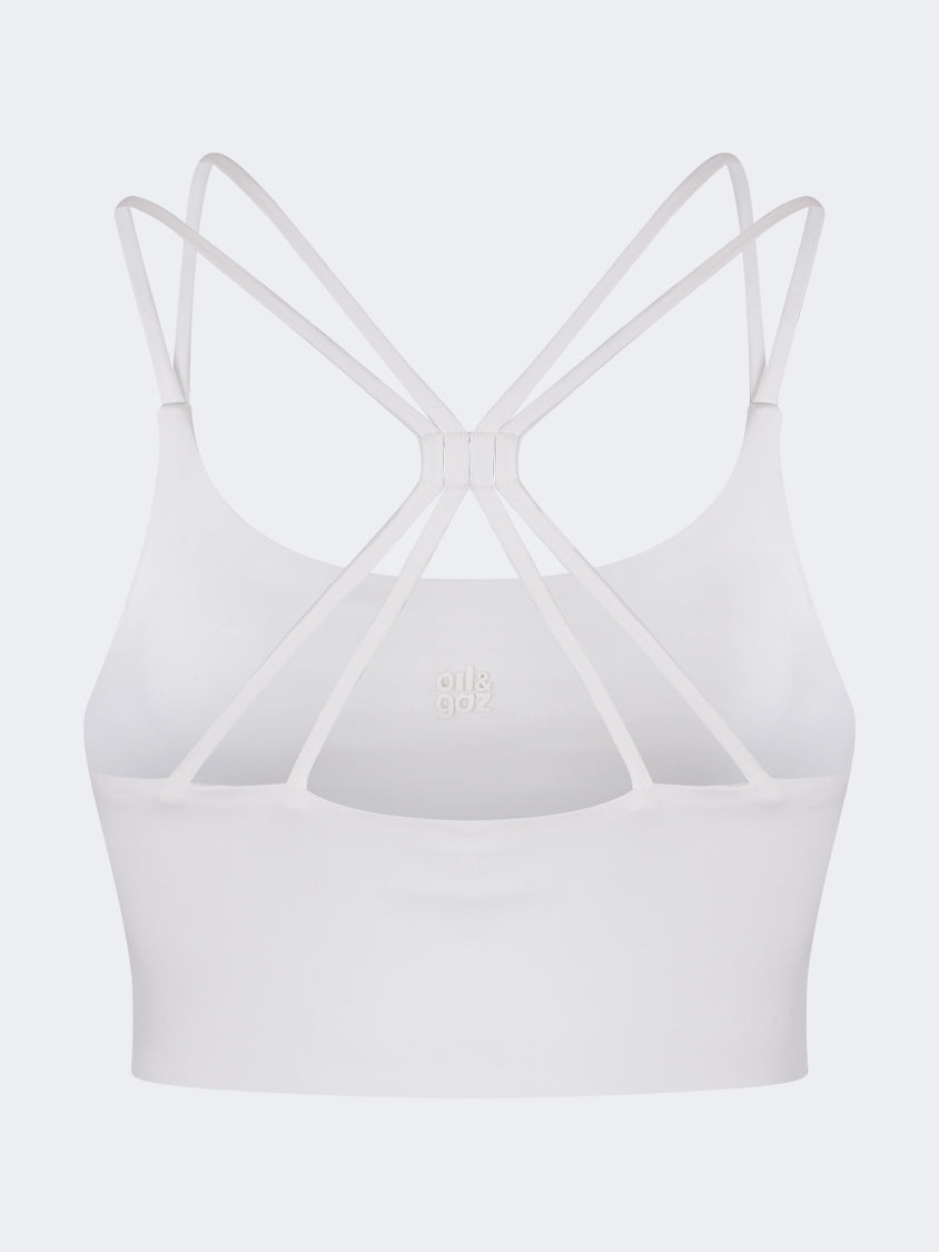 Oil And Gaz Supportive Women Lifestyle  Longline Bra With Bach White