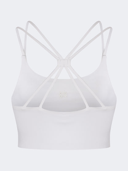 Oil And Gaz Supportive Women Lifestyle  Longline Bra With Bach White
