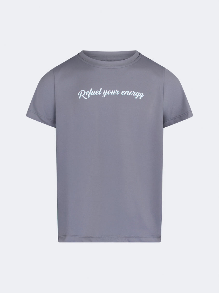 Oil And Gaz Classic Kids-Girls Lifestyle R-Neck T-Shirt Grey