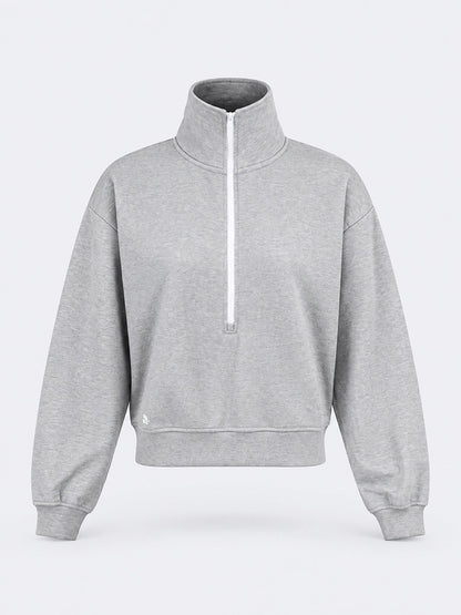 Oil &amp; Gaz Cozy Women Lifestyle  1/2 Zip Pullover Grey