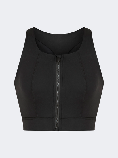 Oil&amp;Gaz Open Back Women Training Longline Bra Black