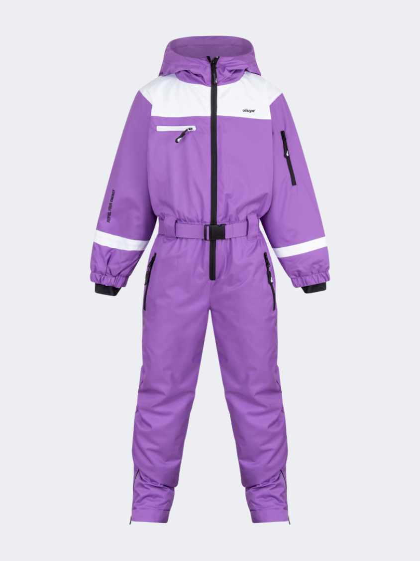 Oil&amp;Gaz Durable Kids-Girls Skiing Overall Purple/Black